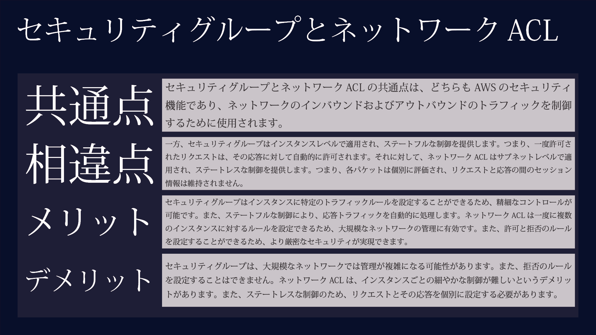 セキュリティグループとネットワークACL