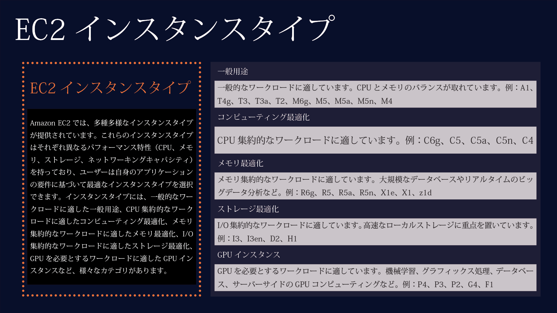 EC2のインスタンスタイプ